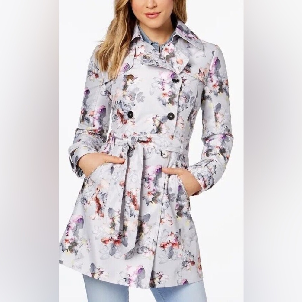 Women’s Double Breasted Floral Trench Coat